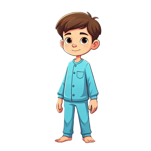 perssonagen criança com pijama azul com estrelinhas brancas simples
