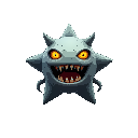 scary dangerous space invaders monster shaped like a star