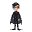 man in black suit and cape blue eyes
