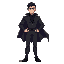 man in black suit and cape blue eyes
