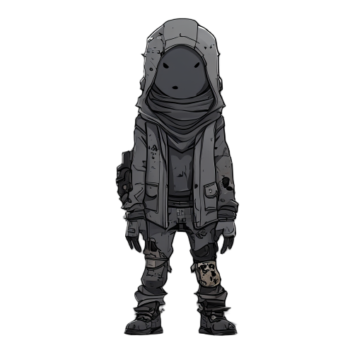 post-apocalyptic character with covered face