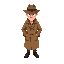 detective in a brown raincoat and hat