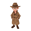 detective in a brown raincoat and hat