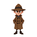 detective in a brown raincoat and hat