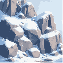 rocky area covered in snow