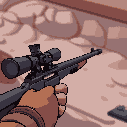 sniper rifle held in fps view