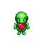 small slime, green, red core