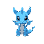 cute small dragon, standing facing front, only blue and white, face and body facing front, big cute eyes, different shades of blue