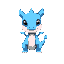 cute small dragon, standing facing front, only blue and white, face and body facing front, big cute eyes, different shades of blue