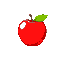 small cute red apple with white reflection and green leaf