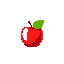 small cute red apple with white reflection and green leaf