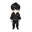 garoto com roupa escolar preta japonesa cabelo preto  estilo the witch house 