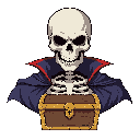 fantasy skeleton based on death of castlevania: symphony of the night with chest