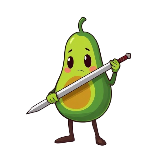 create an avocado holding a sword