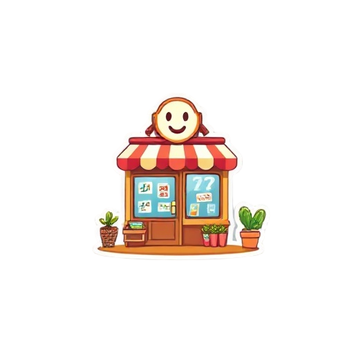 charmingly designed ui for a cozy and vibrant convenience store simulation game, with a cute and inviting atmosphere. at the center, there is an adorable logo featuring a smiling storefront with a str