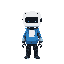 a 2d white cube shaped head with cute face robot. blue hoodie, white tee and black pants. for 2d game.