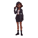 side-view realistic black detective woman 