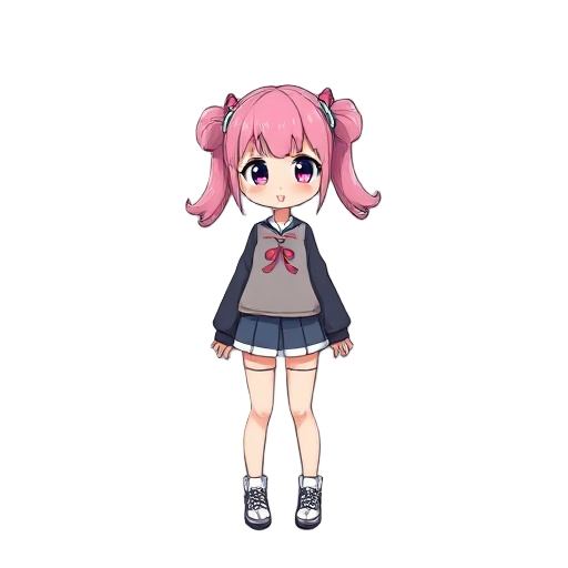 idol girl, pink hair, twin tail hair.