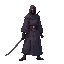 a realistic ninja mage . side view . no outline