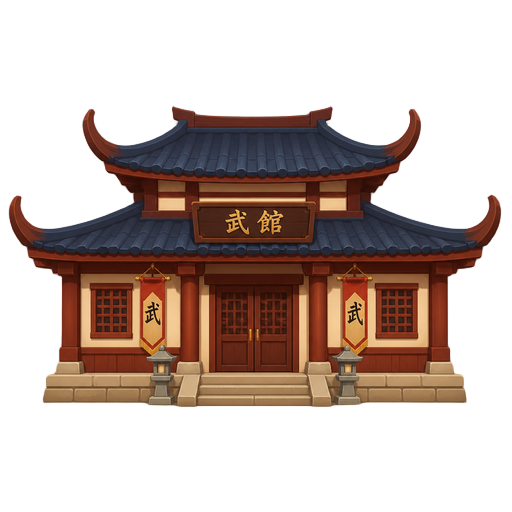 chinese house like a dojo . front biew . no outline 
