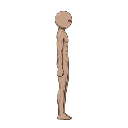 no front view, profil side view right , a stickman basic titan.( snk style)