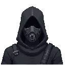 space warrior with a black uniform. a mask