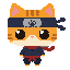 ninja cat , chibi artstyle extreme big head. no outline, no shading
