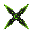 futuristic shuriken , green black