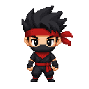ninja extrem chibi style big head, front view. no outline 