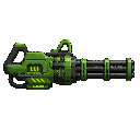 futuristic minigun ,green, profil view