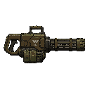 futuristic minigun, brown green, profil view 