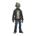 zombie , human size ,no font view only side view right ,no outline 