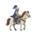 a knight on a horse , choose random color( 90 degree side view , right ) no outline