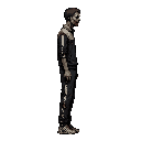 zombie , sportif clothing.look realistic .looking right 100% profil camera view. no outline
