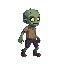 a zombie human, side view . no outline