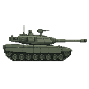 a big tank ,grenn gray.side view right. no outline