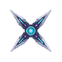 futuristic shuriken, add any color, front view. no outline 