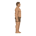 a basic titan from snk anime with shorts ,no front view only side view in right . no outline ,flat color 
