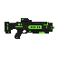 profil side view right. futuristic gun , black and green. no outline no shading 
