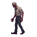 zombie realistic, blood ,looking right 100% profil view. no outline 