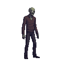 a zombie .look realistic .looking right 100% profil camera view. no outline 