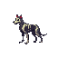 realistic skeleton zombie dog, red eyes. side view . no outline