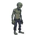 a zombie .look realistic .looking right 100% profil camera view. no outline 