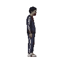 zombie , sportif clothing.look realistic .looking right 100% profil camera view. no outline