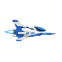 spaceship ,blue & white  , side view , no outline