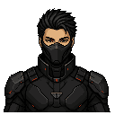 space warrior with a black uniform. a mask