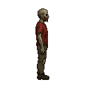 zombie anomaly ,red t-shirt .look realistic .looking right 100% profil camera view. no outline 