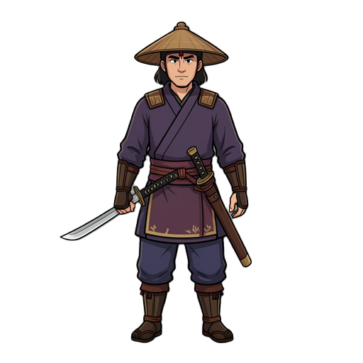 a samouraï with a saber , profil view ( idle pose ) 