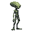realistic alien , side view right. no outline 