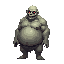a realistic undead, fat. side view . no outline